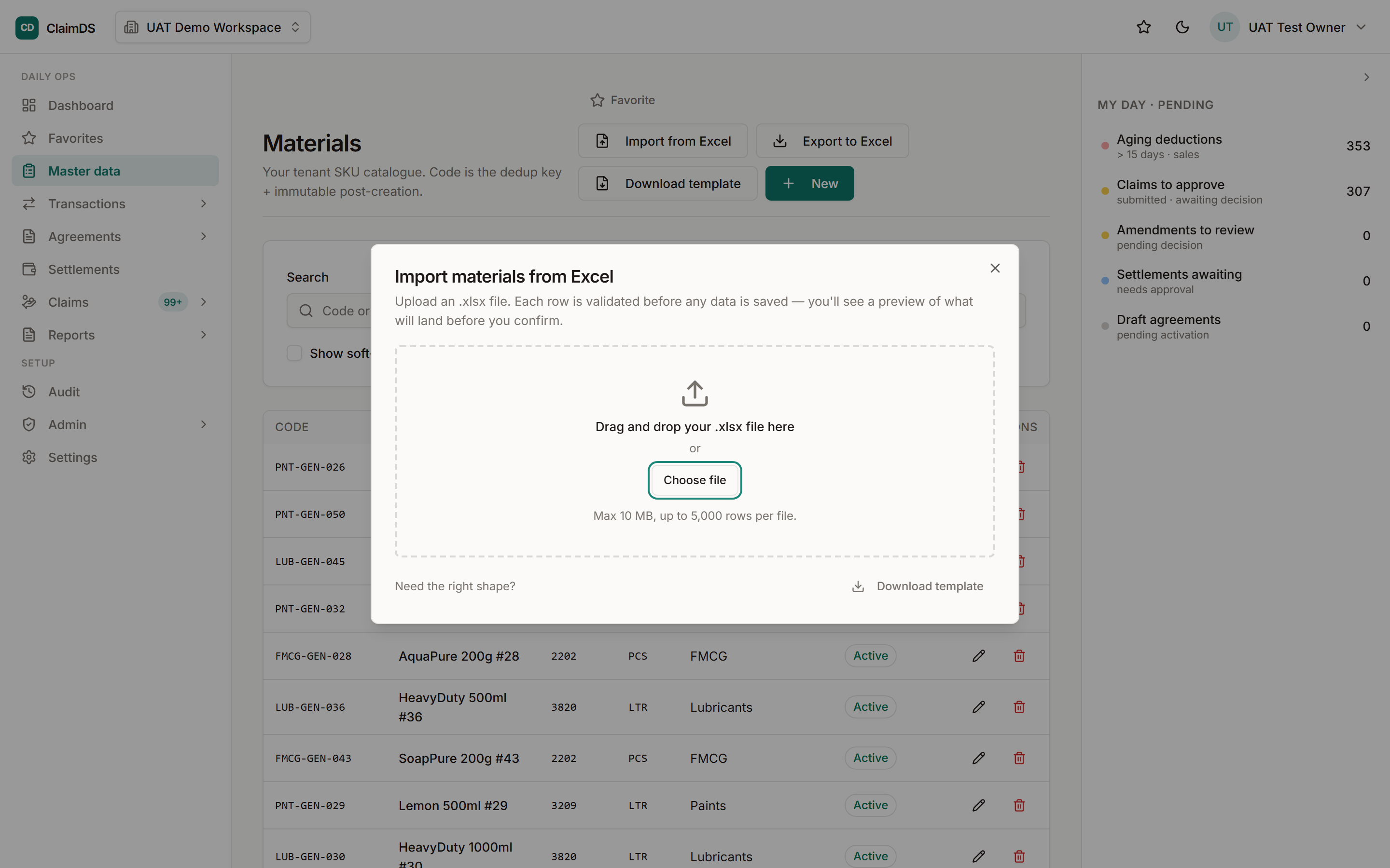 Bulk data import in ClaimDS.